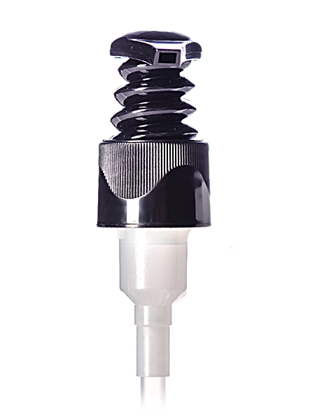 Black PP Plastic 24-410 Ribbed Skirt Up-Lock Spiral-Shaped Cowl Dispensing Pump – DP42