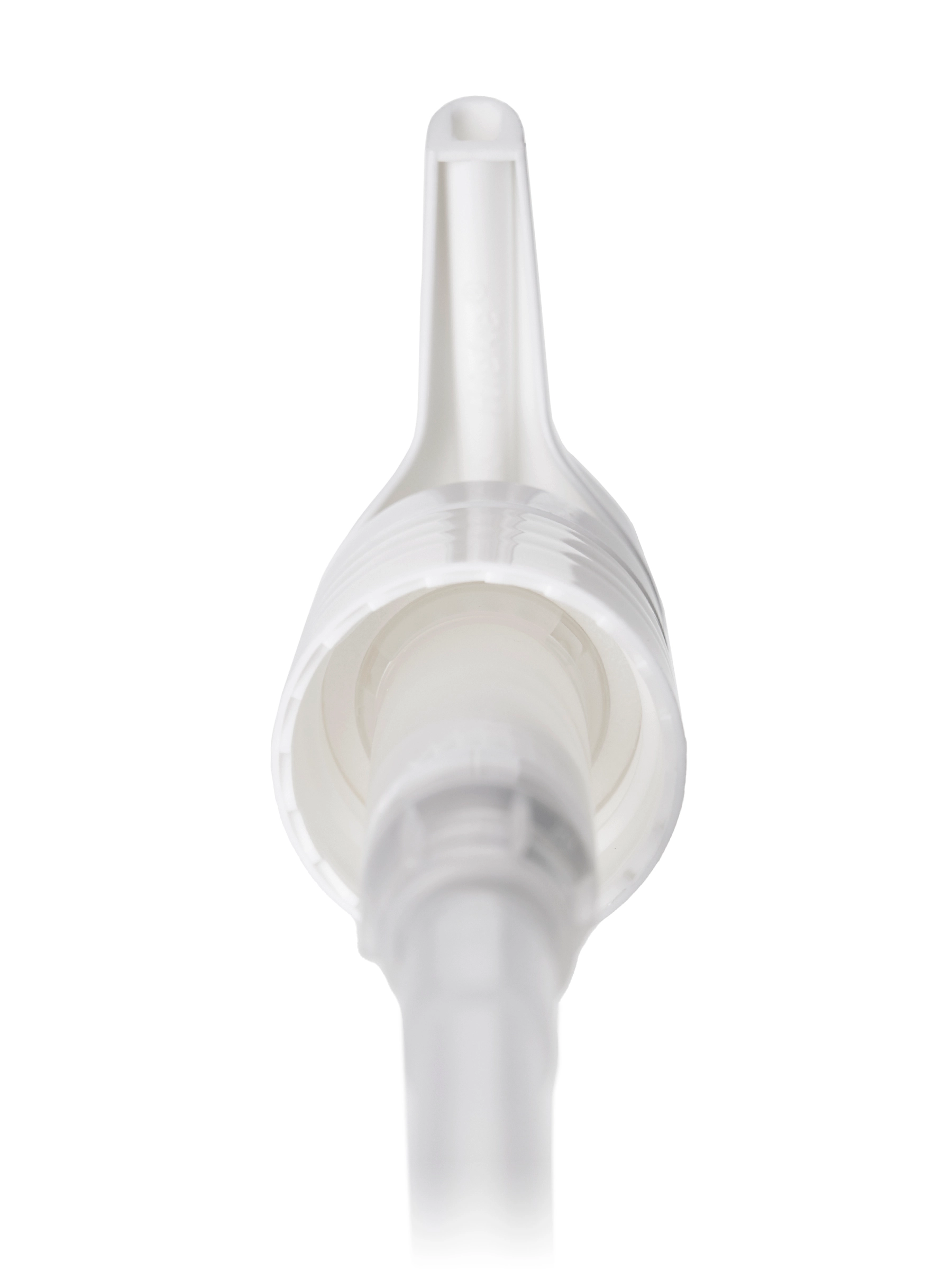 White PP Plastic 28-410 Smooth Skirt Down-Lock Saddle Head Dispensing Pump – DP57WH