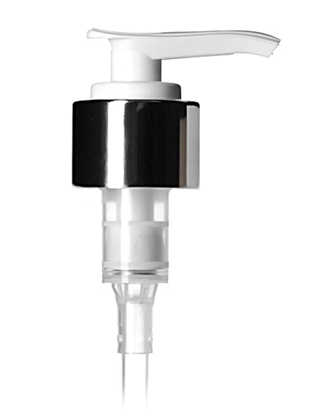 Silver Metal Shell and White PP 24-410 Smooth Skirt Down-Lock Saddle Head Dispensing Pump – DP612