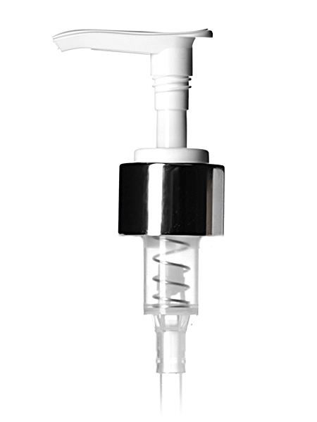 Silver Metal Shell and White PP 24-410 Smooth Skirt Down-Lock Saddle Head Dispensing Pump – DP612