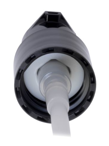 Black PP plastic 20-400 smooth skirt up-lock fingertip treatment pump with 3.5 inch dip tube (0.25 cc output)