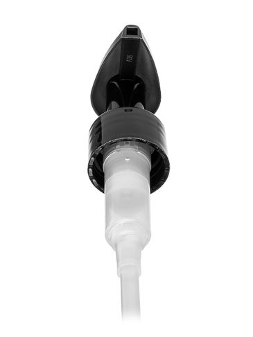 Black PP plastic 24-410 smooth skirt down-lock dispensing pump with 5.59 inch dip tube (2 cc output)