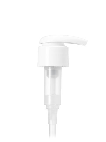 White PP plastic 24-410 smooth skirt down-lock dispensing pump with 7.5 inch dip tube (2 cc output)