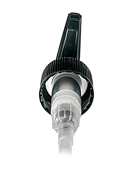 Black PP Plastic 24-410 Ribbed Skirt Down-Lock Saddle Head Dispensing Pump – dp734bk