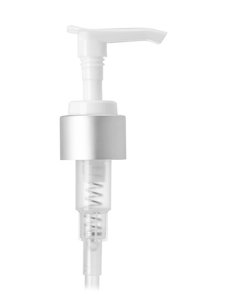Matte Silver Metal Shell and White PP 24-410 Smooth Skirt Down-Lock Saddlehead Pump – DP734WHSL