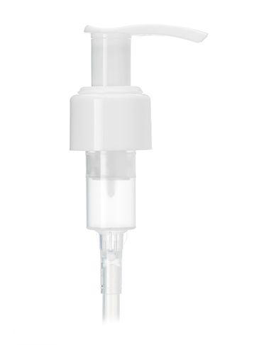 White PP plastic 24-410 smooth skirt up-lock head dispensing pump with 5.1875 inch dip tube (2.5 cc output)