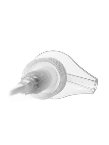 Natural-colored PP plastic 24-410 ribbed skirt palm pump with 8 inch dip tube (2 cc output)