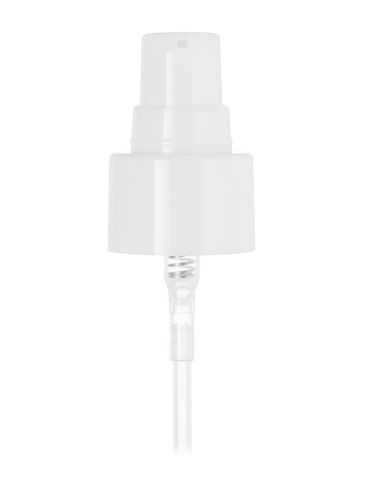 White PP plastic 24-410 smooth skirt dispensing treatment pump with 7 inch dip tube and clear plastic overcap (0.2 cc output)