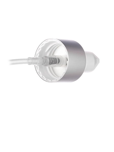 Matte Silver Metal Shell and White PP 24-410 Smooth Skirt Dispensing Treatment Pump – DP745WHSL
