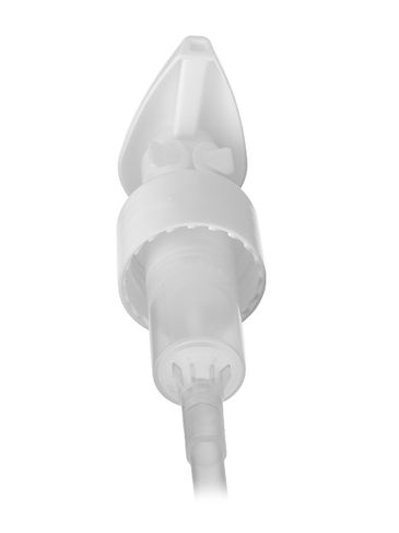 White PP plastic 24-410 smooth skirt up-lock dispensing pump with 5.25 inch dip tube (2.5 cc output) and locking clip