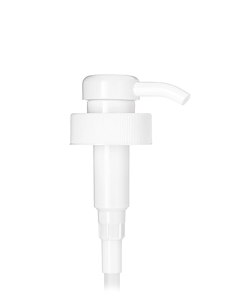 White PP Plastic 38-400 Ribbed Skirt Down-Lock Dispensing Pump – DP765WH