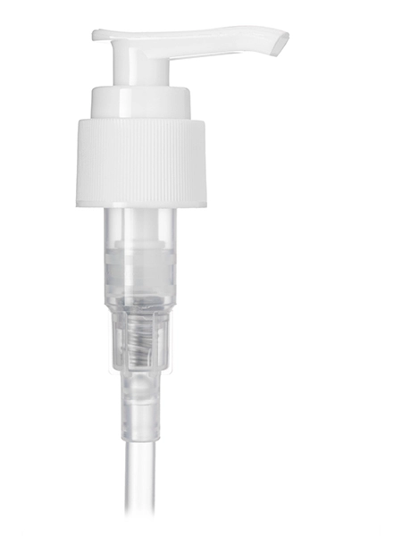 White PP Plastic 24-410 Ribbed Skirt Down-Lock Saddle Head Dispensing Pump – DP834WH