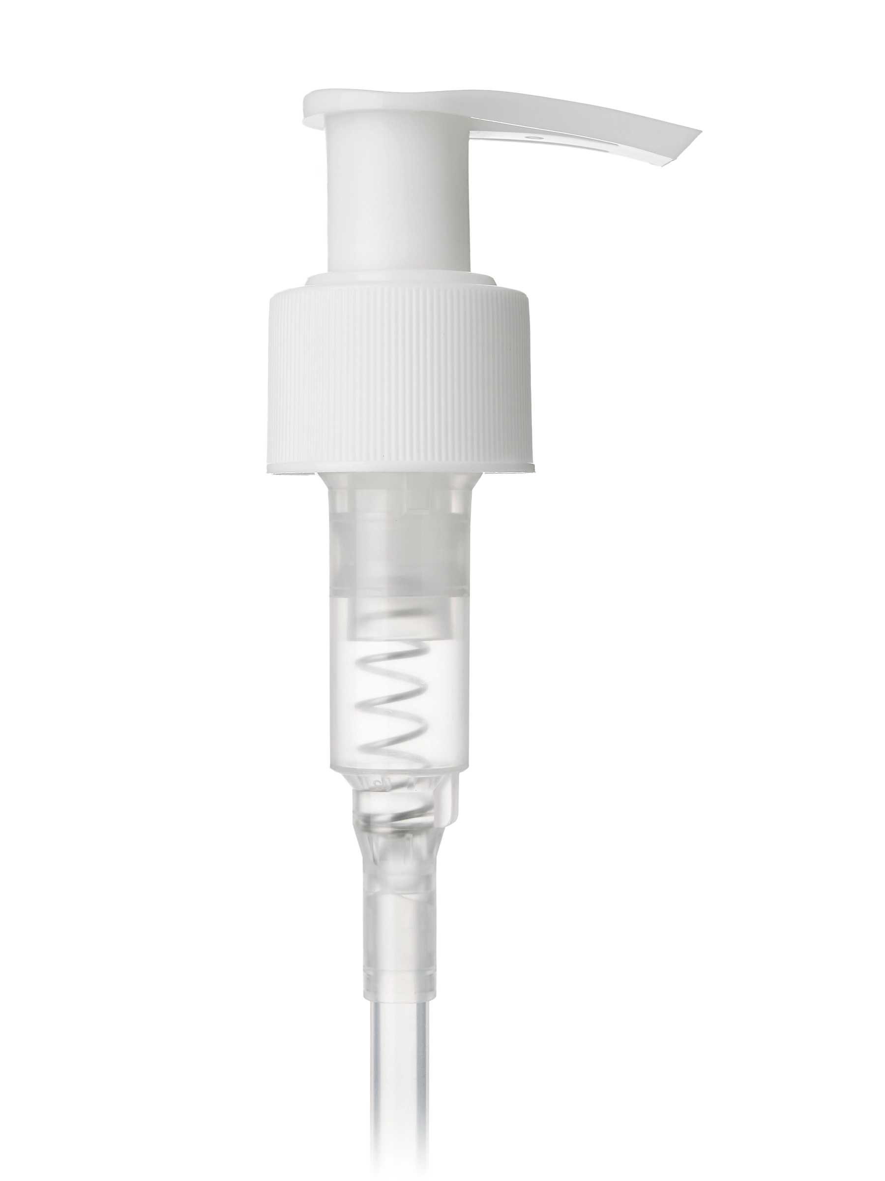 White PP Plastic 24-410 Ribbed Skirt Up-Lock Saddle Head Dispensing Pump – DP836WH