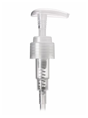 Natural PP plastic smooth skirt palm pump with 6 inch dip tube, and 24-410 neck finish (2 cc output)