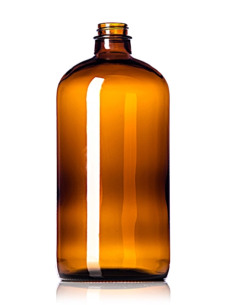 32 oz Amber Glass Boston Round Bottle – G012