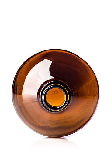 32 oz amber glass boston round bottle with 28-400 neck finish