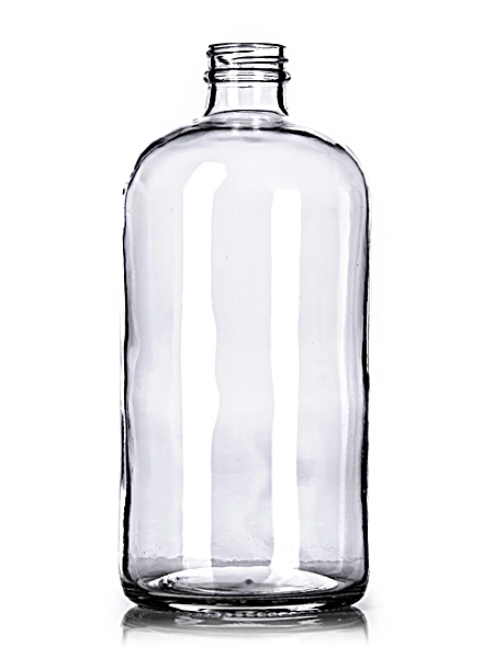 32 oz Clear Glass Boston Round Bottle – G013
