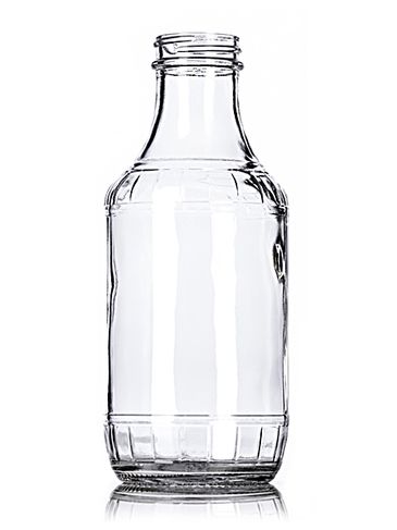 16 oz clear glass syrup or sauce bottle with 38-400 neck finish