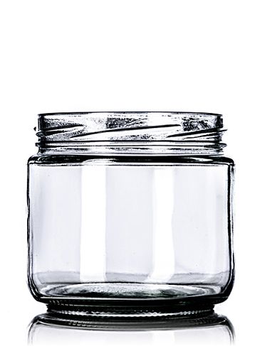 11.5 oz clear glass squat straight-sided jar with 82TW neck finish