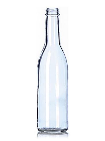 12 oz clear glass vintage bottle with 28-400 neck finish
