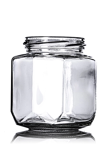 9 oz Clear Glass Oval Hex-Shaped Jar – G041