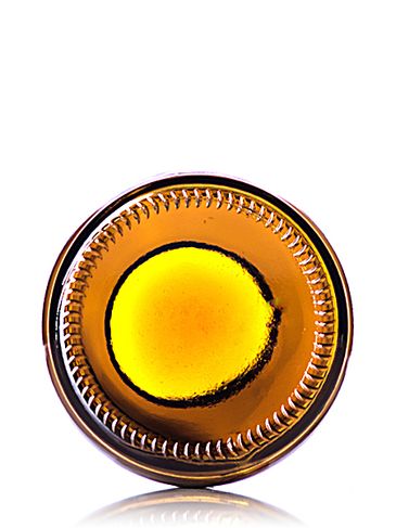 8 oz amber glass boston round bottle with 28-400 neck finish