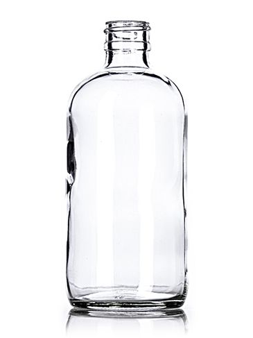 8 oz clear glass boston round bottle with 24-400 neck finish