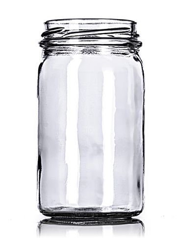 8 oz clear glass round jar with 58TW neck finish