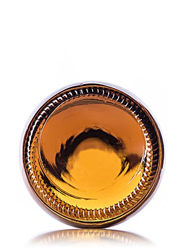 4 oz amber glass boston round bottle with 22-400 neck finish
