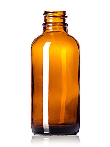 2 oz amber glass boston round bottle with 20-400 neck finish
