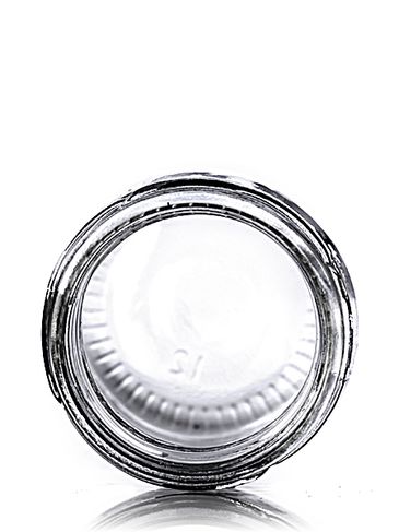1.25 oz clear glass round jar with 43TW neck finish