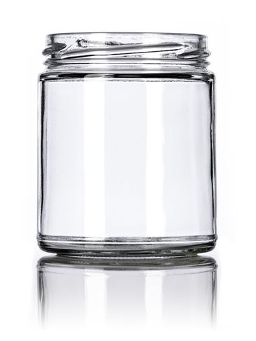 9 oz clear glass straight-sided round jar with 70TW neck finish