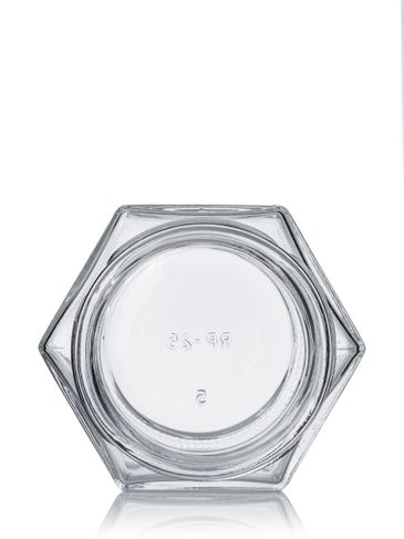 4 oz clear glass hex-shaped jar with 58TW neck finish