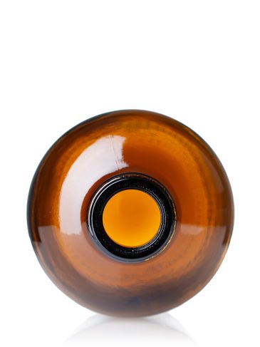 16 oz amber glass boston round bottle with 28-400 neck finish