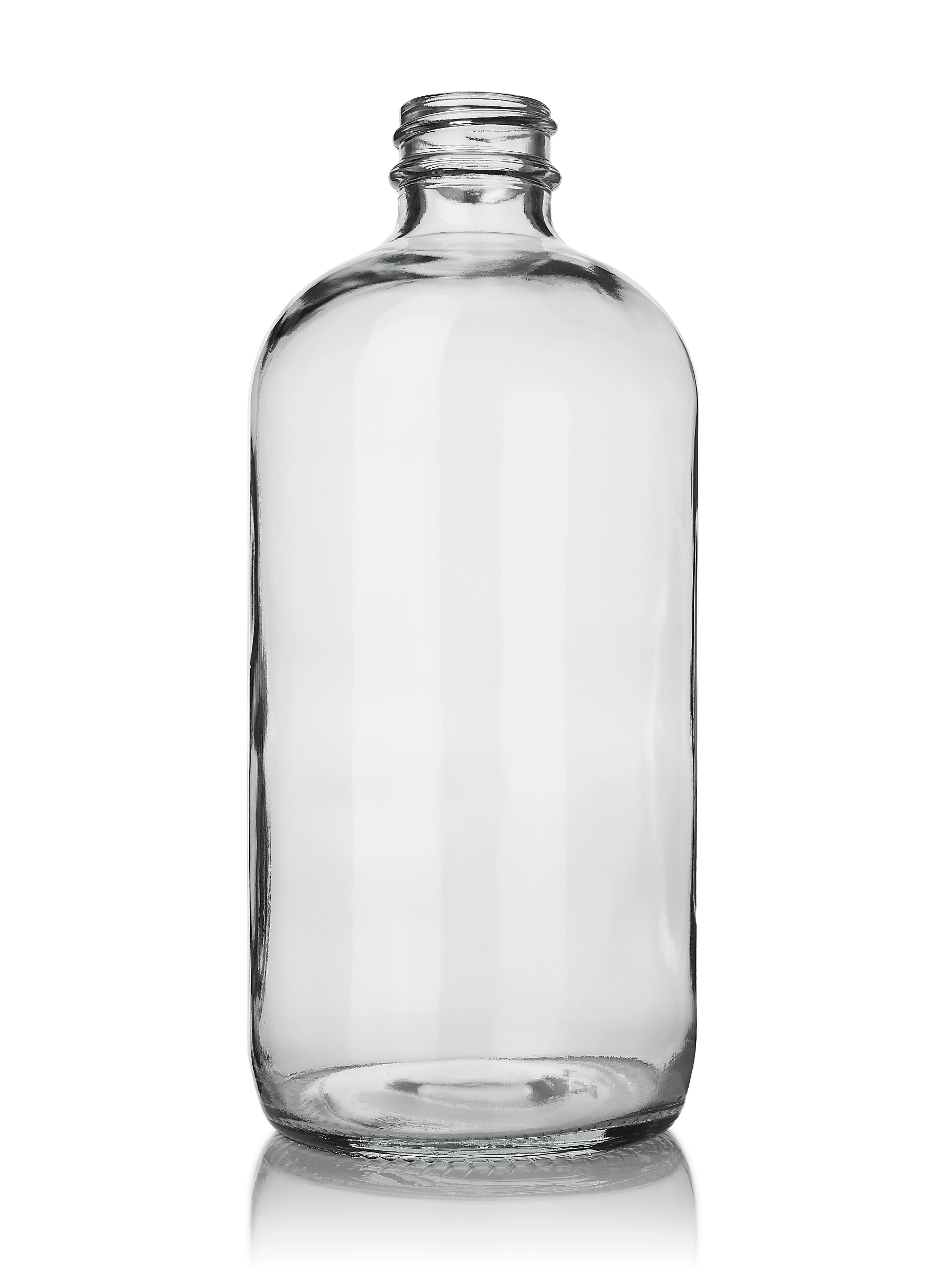 16 oz Clear Glass Boston Round Bottle – G13322CL