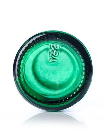 1 oz green-shaded clear glass boston round bottle with 20-400 neck finish