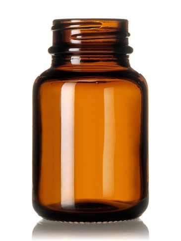 60 cc amber glass pill packer bottle with 33-400 neck finish