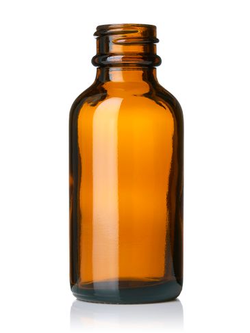 1 oz amber glass boston round bottle with 20-400 neck finish