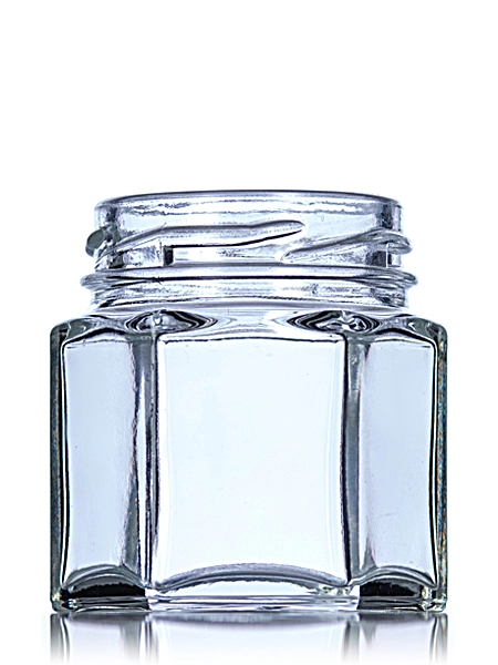 1.5 oz Clear Glass Hex-Shaped Jar – G210