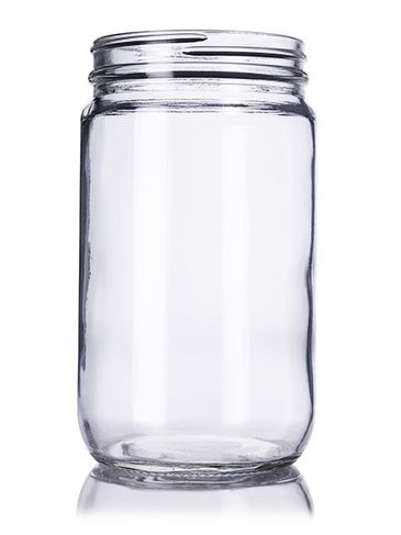 32 oz clear glass straight-sided round jar with 89-400 neck finish