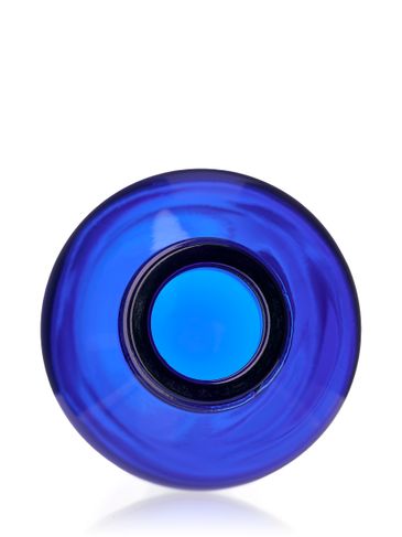 8 oz cobalt blue glass boston round bottle with 28-400 neck finish