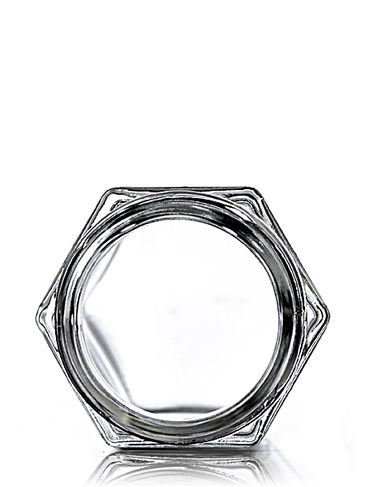 55 mL clear glass hex-shaped jar with 43TW neck finish