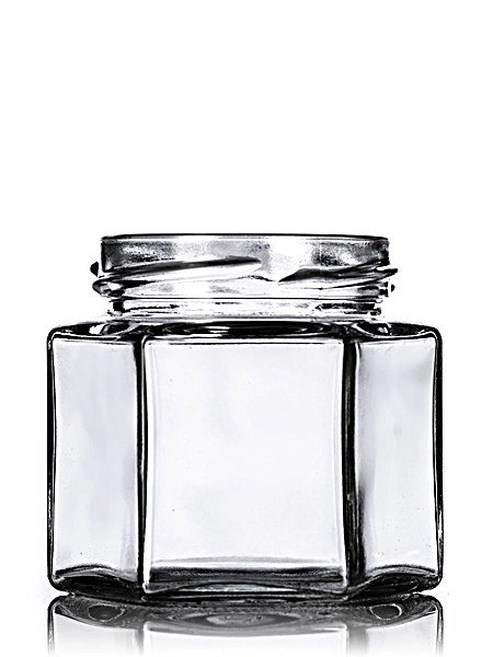 4 oz Clear Glass Hex-Shaped Jar – G230