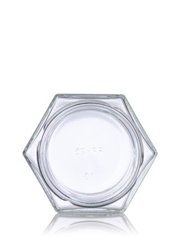 4 oz clear glass hex-shaped jar with 58TW neck finish