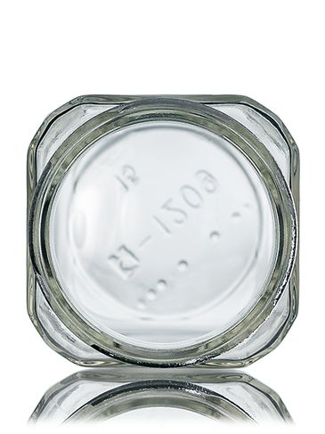 6 oz clear glass square victorian jar with 58TW neck finish