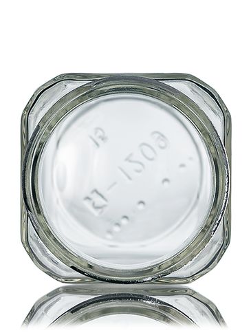 6 oz clear glass square victorian jar with 58TW neck finish