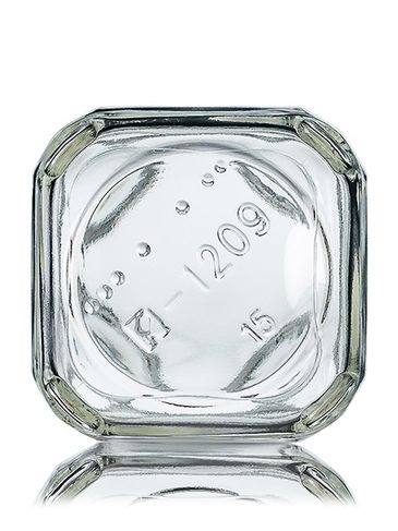 6 oz clear glass square victorian jar with 58TW neck finish