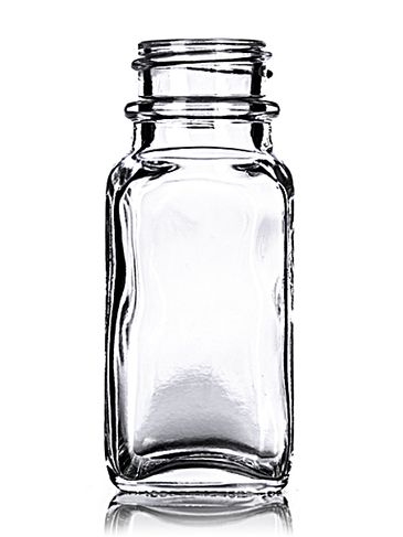 1 oz clear glass french square bottle with 24-400 neck finish