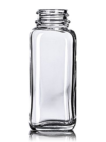 4 oz clear glass french square bottle with 33-400 neck finish