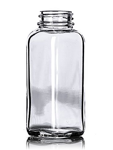4 oz clear glass french square bottle with 33-400 neck finish